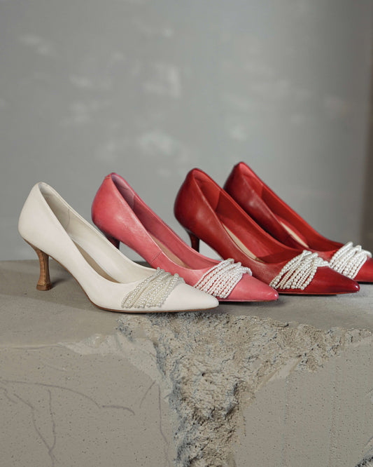 Helan - Pearl Chain Horsehide Pumps