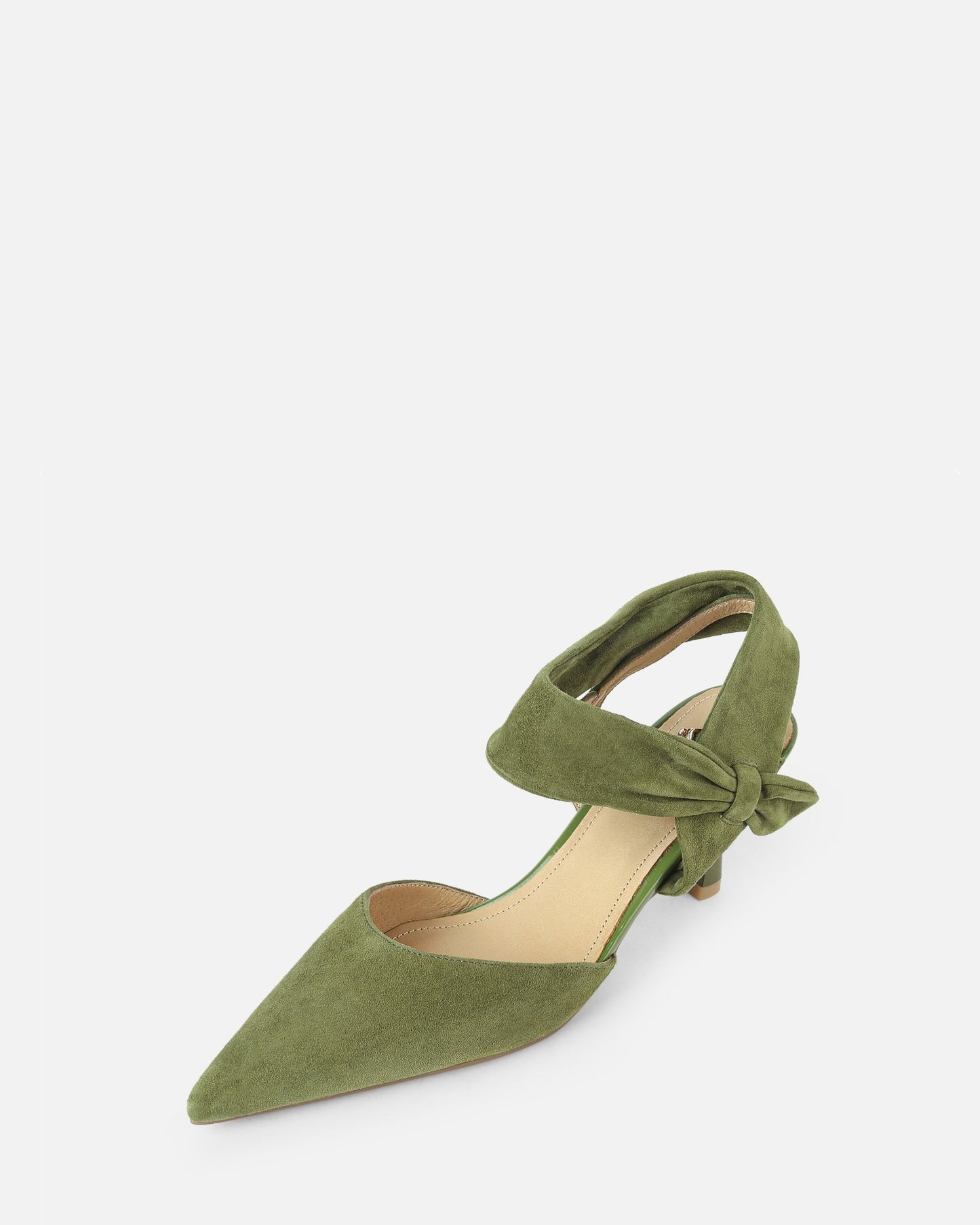 Kaia-ankle-strap-green-suede-heels-1