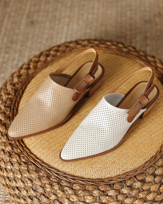 Kina - Slingbacks de piel perforada