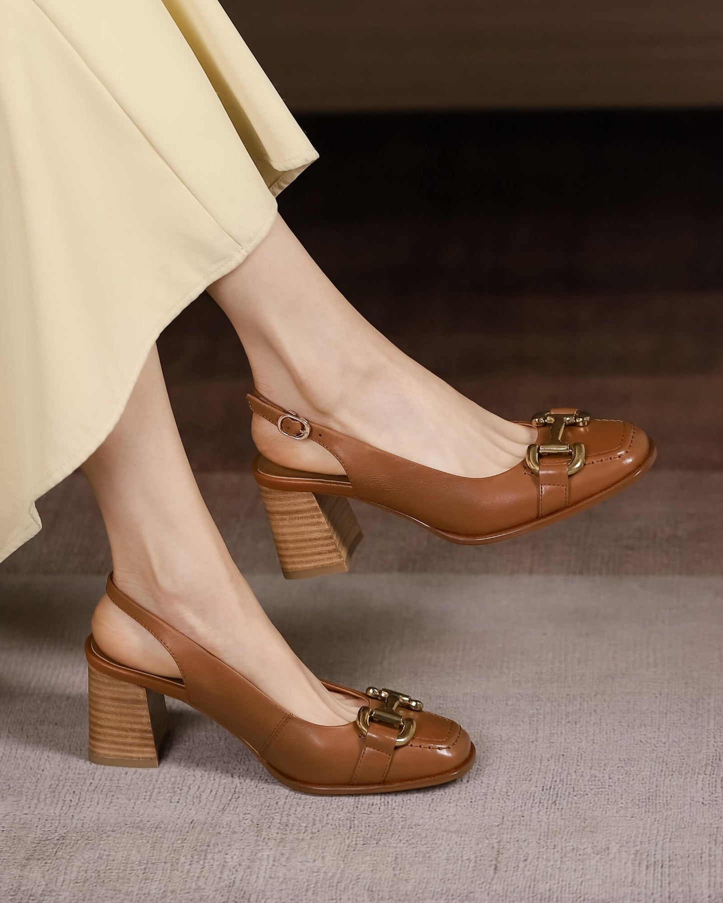 Loa-hardware-slingback-heels-brown-leather-model-2