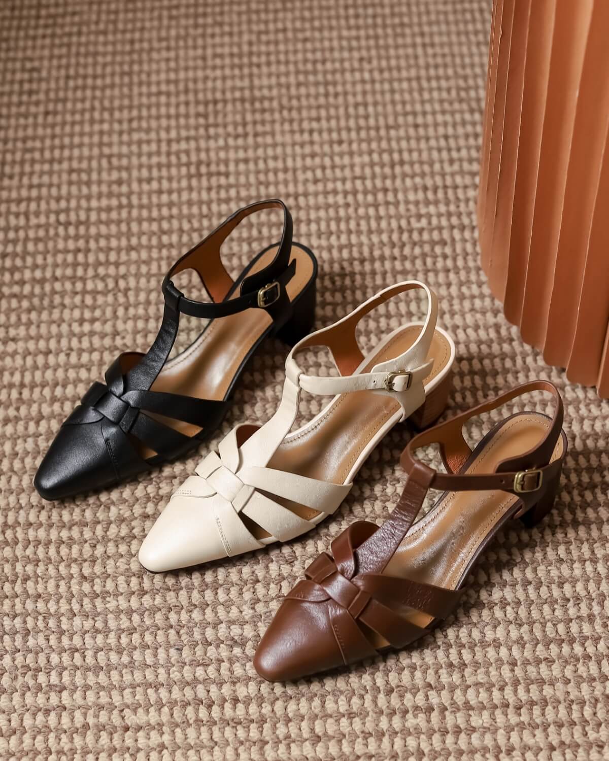 Mila - T Strap Leather Pumps