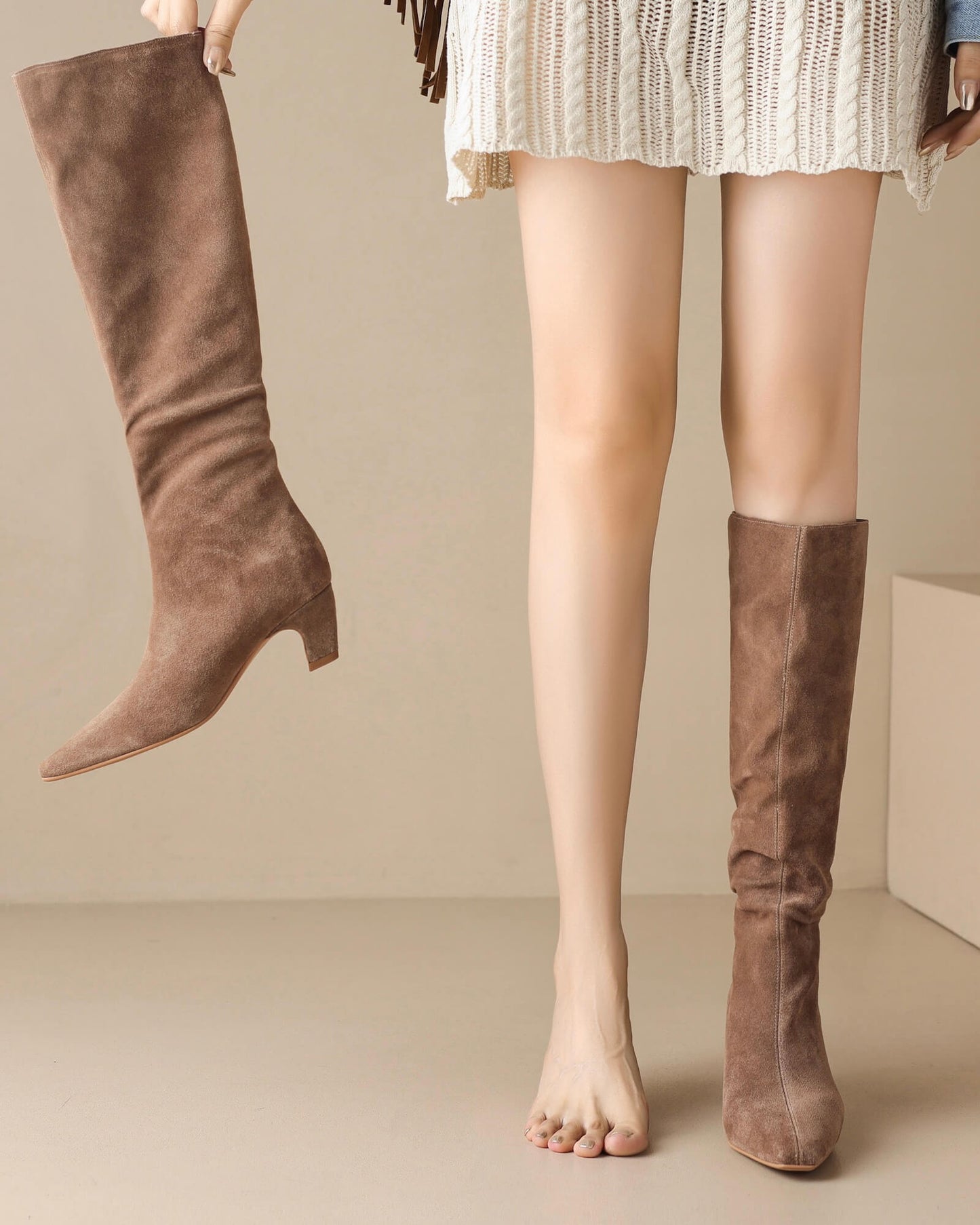 Miolo-suede-knee-high-boots-khaki-model-1