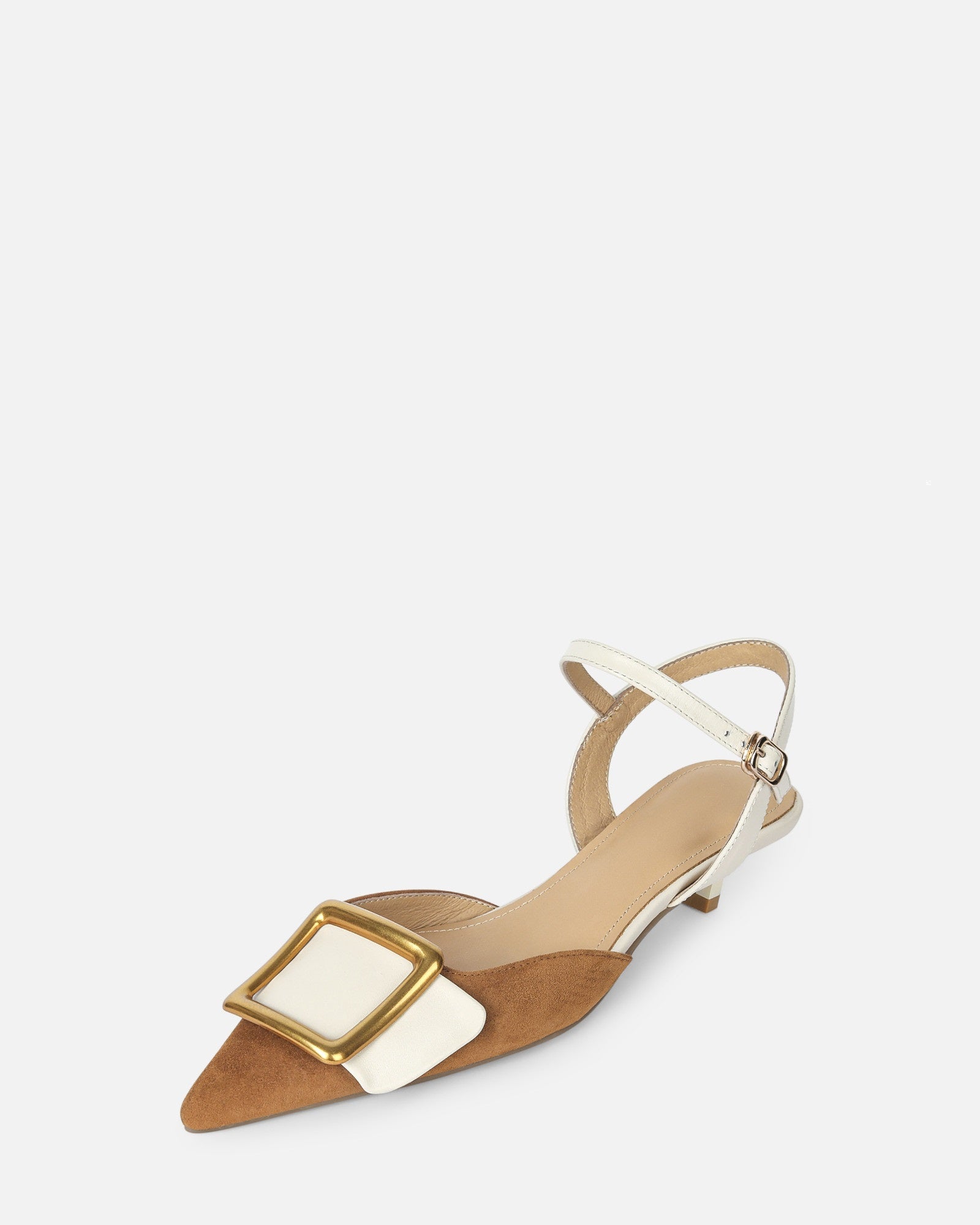 Puna Buckled Kitten Heels Camel – RolisaStyle