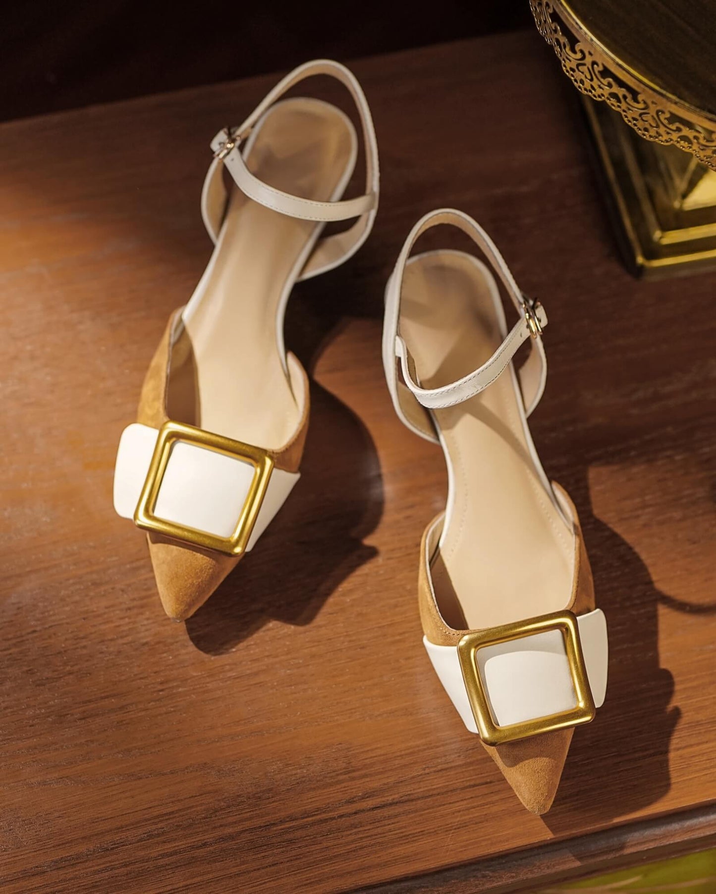 Puna - Buckled Kitten Heels - Camel