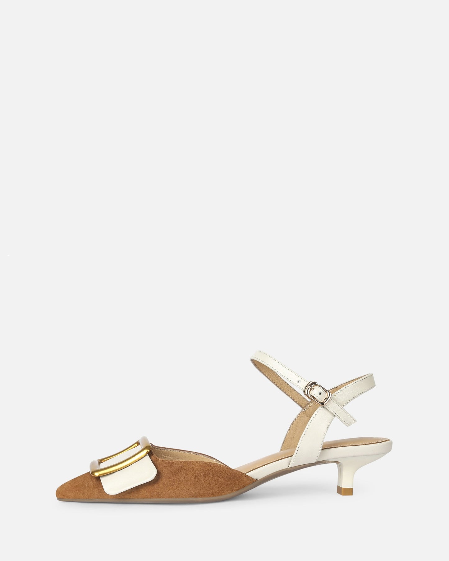 Puna - Buckled Kitten Heels - Camel