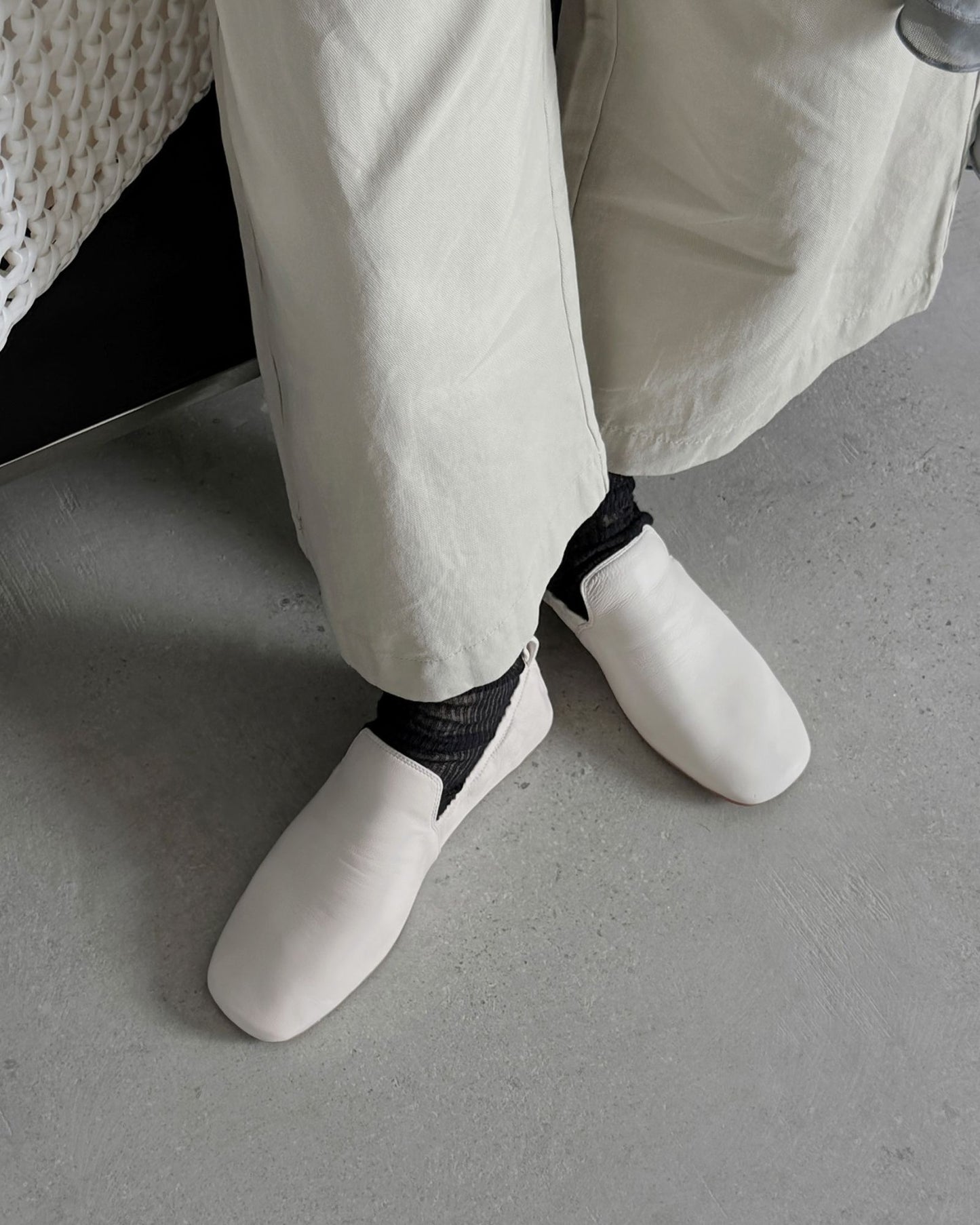 Mocasines cuadrados de piel de cordero