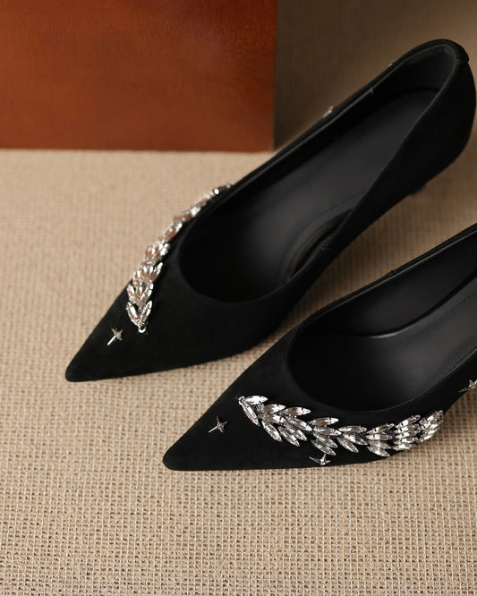 Escarpins Lane en daim ornés de strass