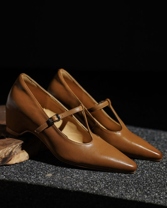 Mora - T Strap Wedge Heels