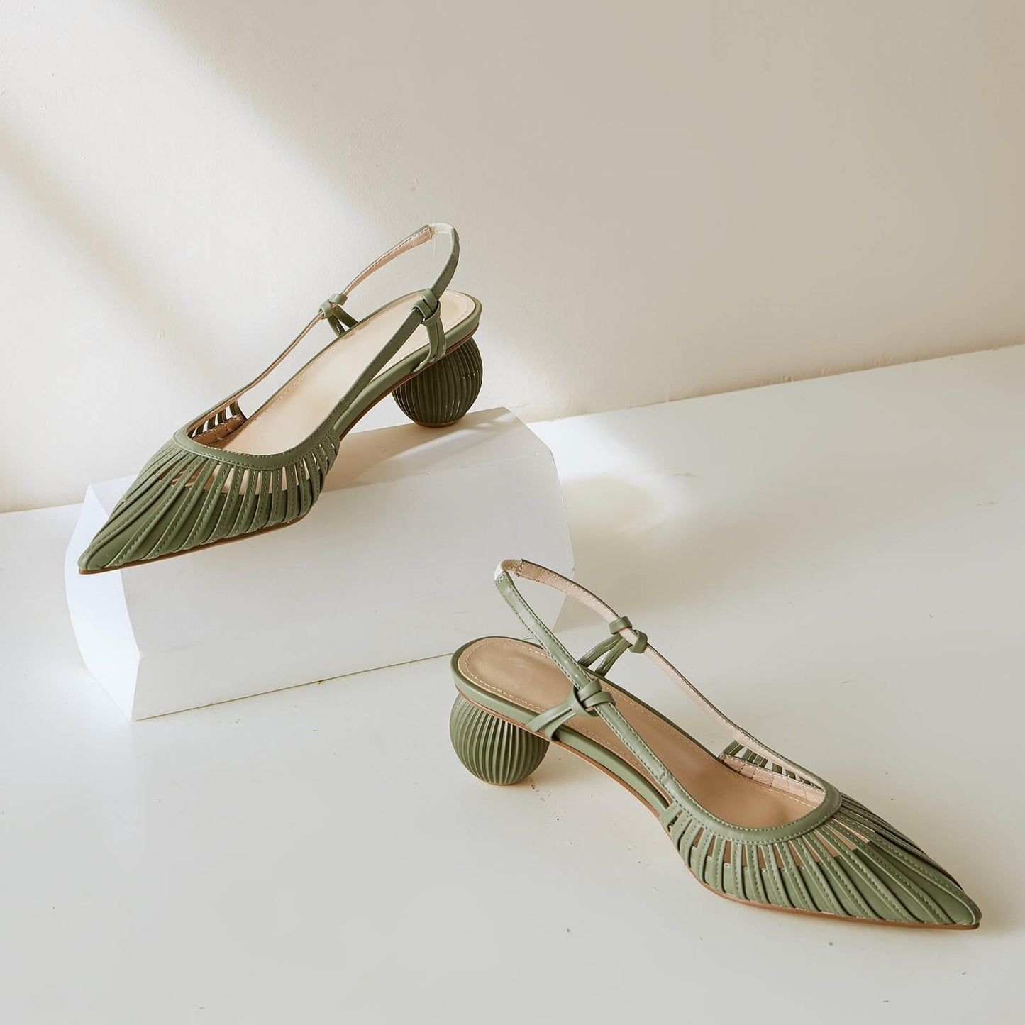 Fenta-Block-Heel-Green-Slingback-Pumps