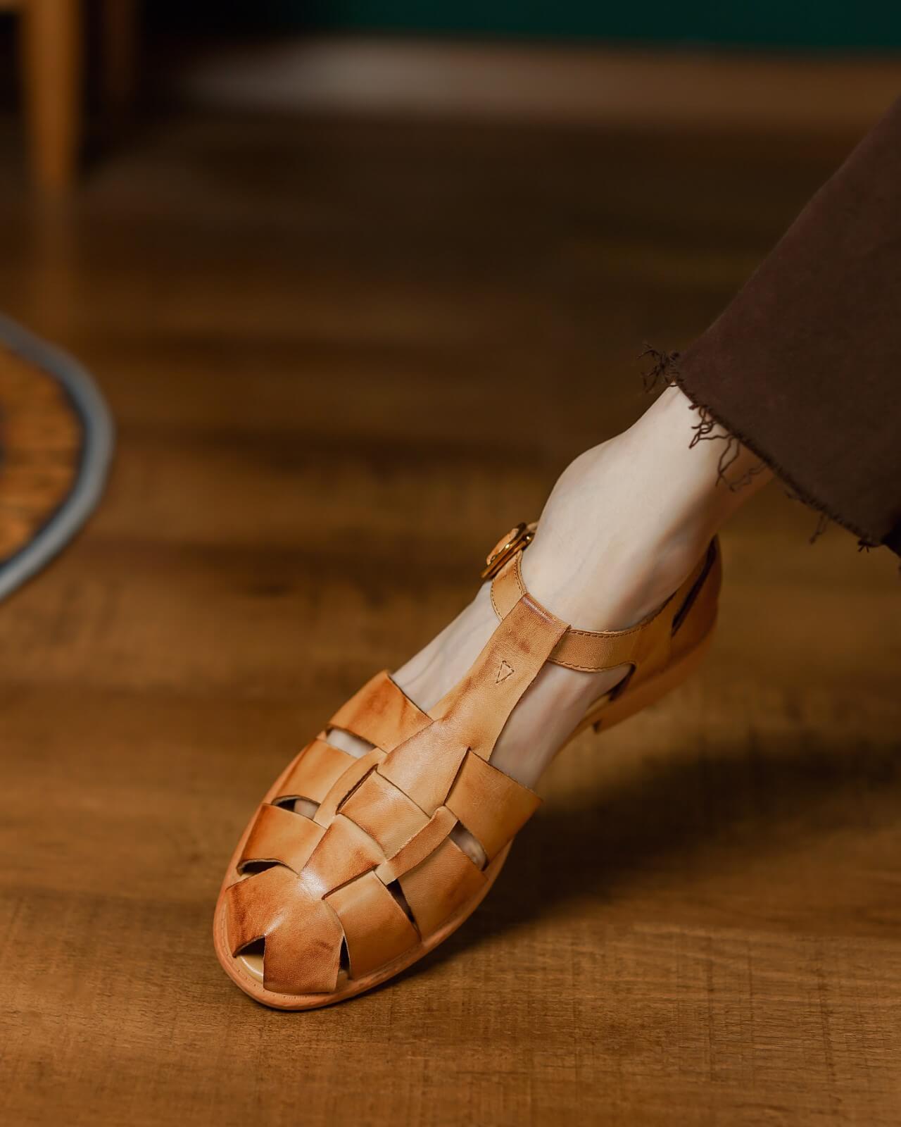 Goan-Tan-Woven-Fisherman-Sandals-Model-2