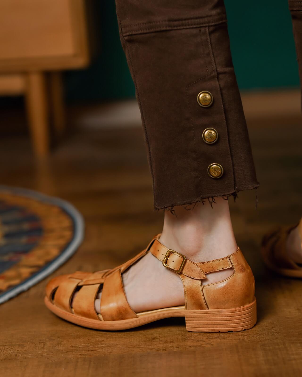 Goan-Tan-Woven-Fisherman-Sandals-Model