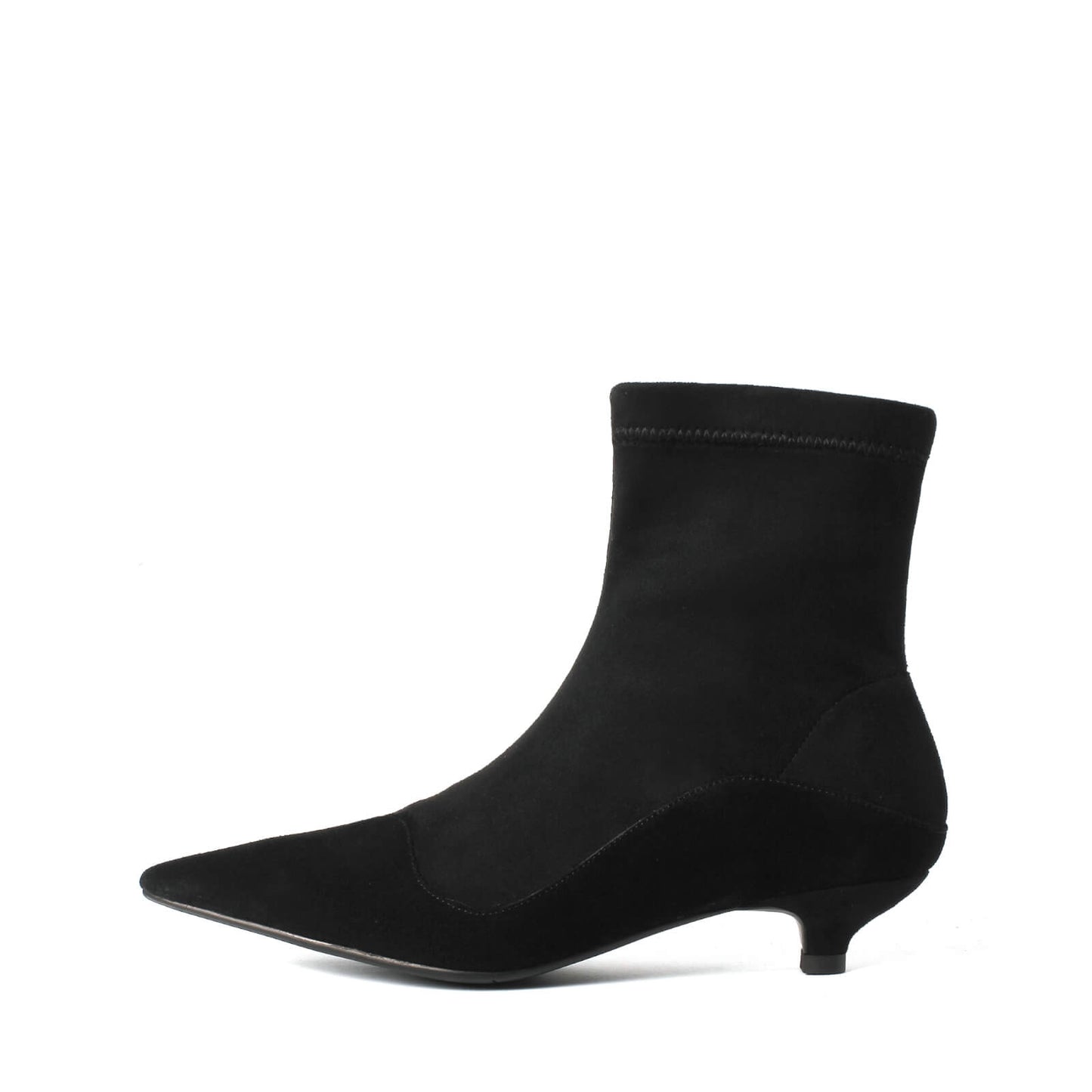 Kaly-Kitten-Heels-Pointed-Toe-Stitching-Vamp-Black-Ankle-Boots-Suede-1
