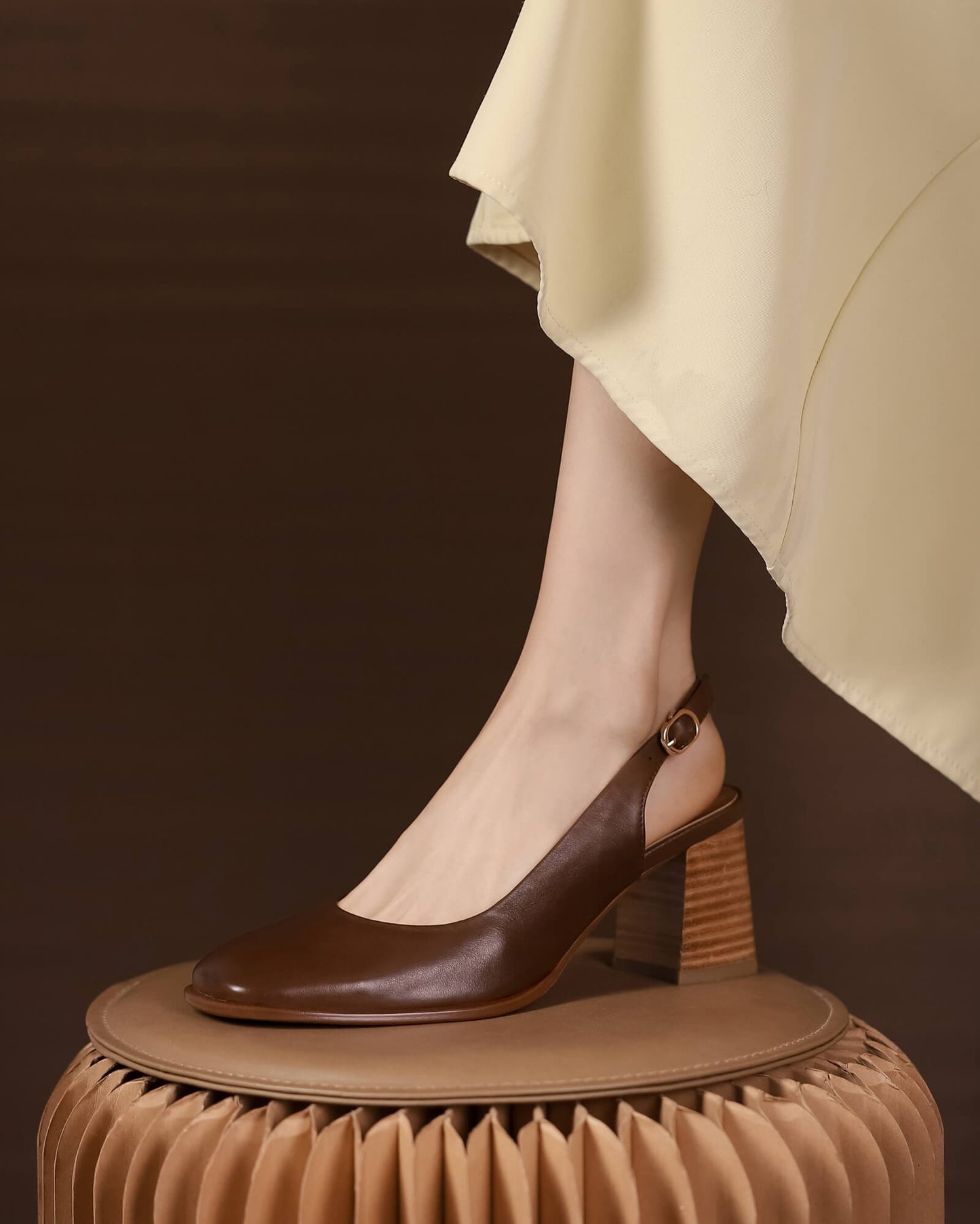 Laya-Brown-Leather-Slingback-Heels-Model
