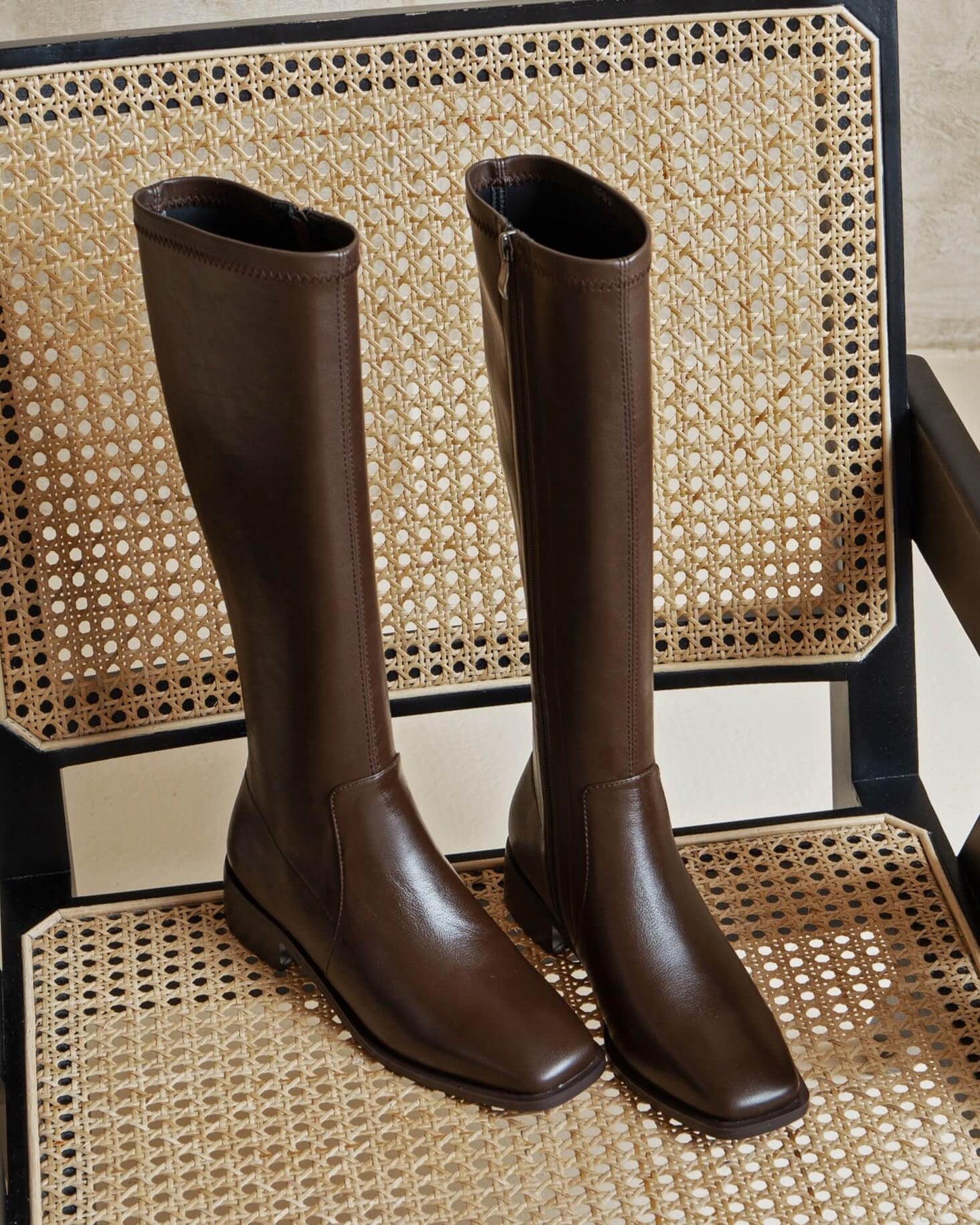 Loca-Stretch-Knee-high-Boots-Brown