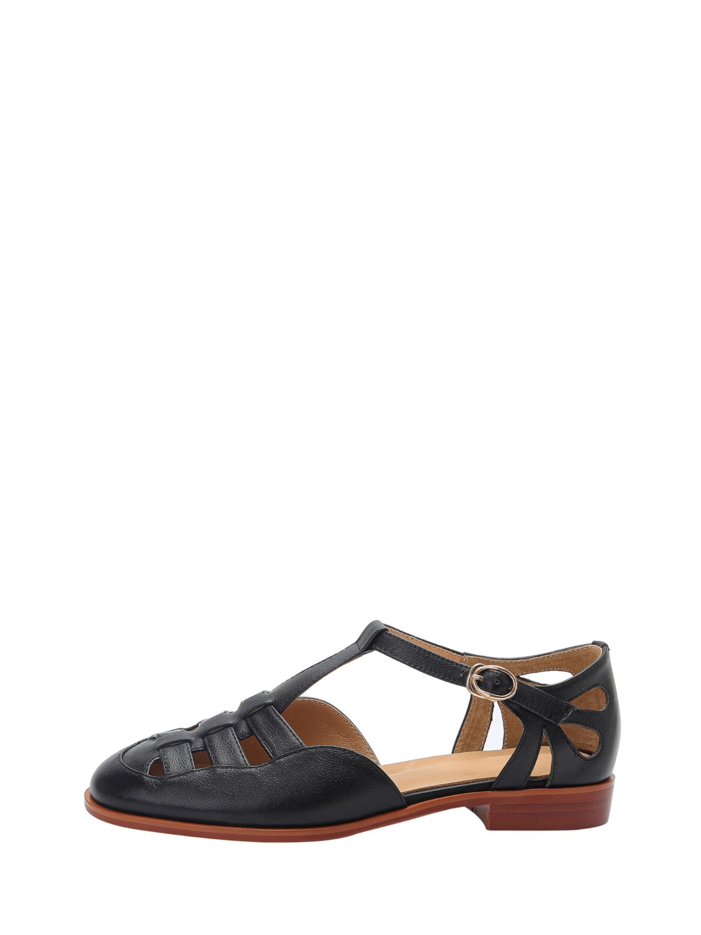 Loda-Black-T-Strap-Fisherman-Sandals