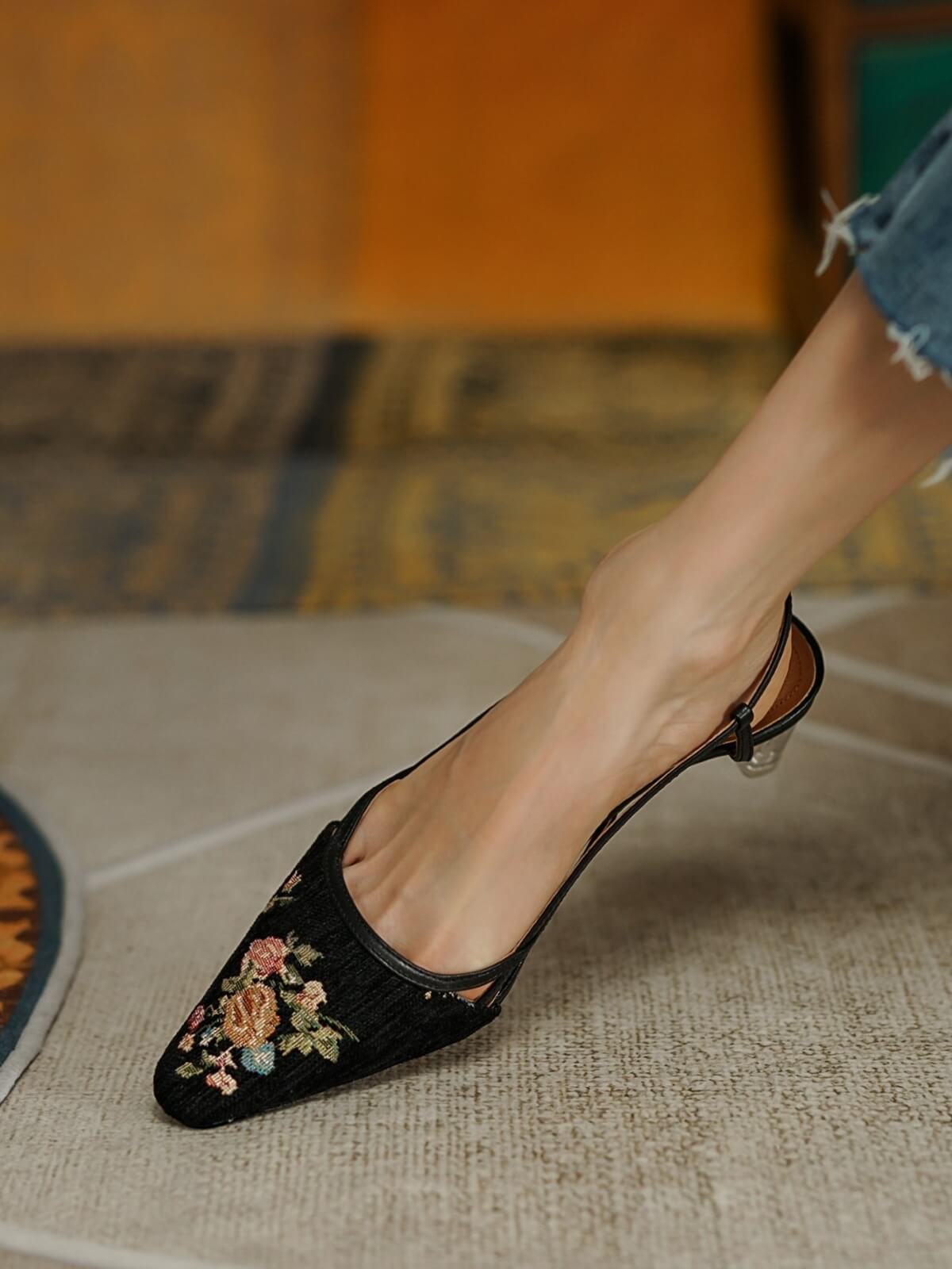 Mele-Embroidery-Slingbacks-Model
