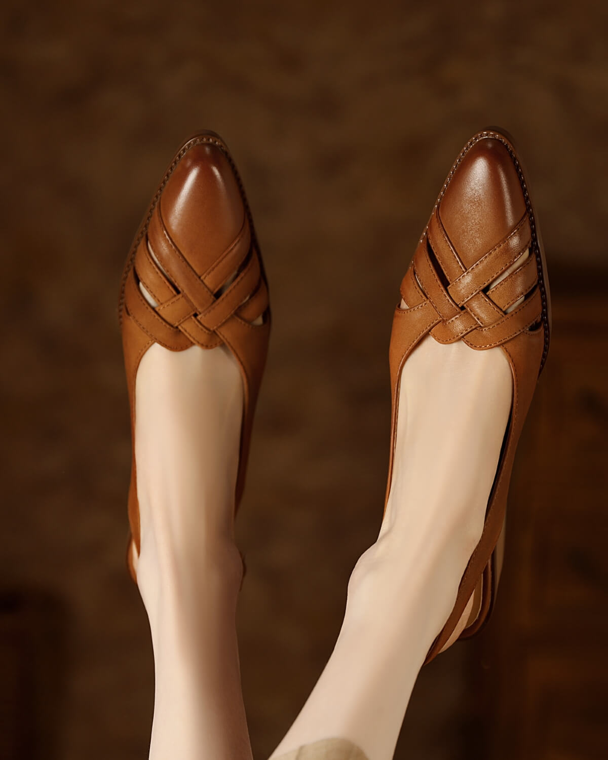 Milar-woven-slingback-pumps-lambskin-tan-model