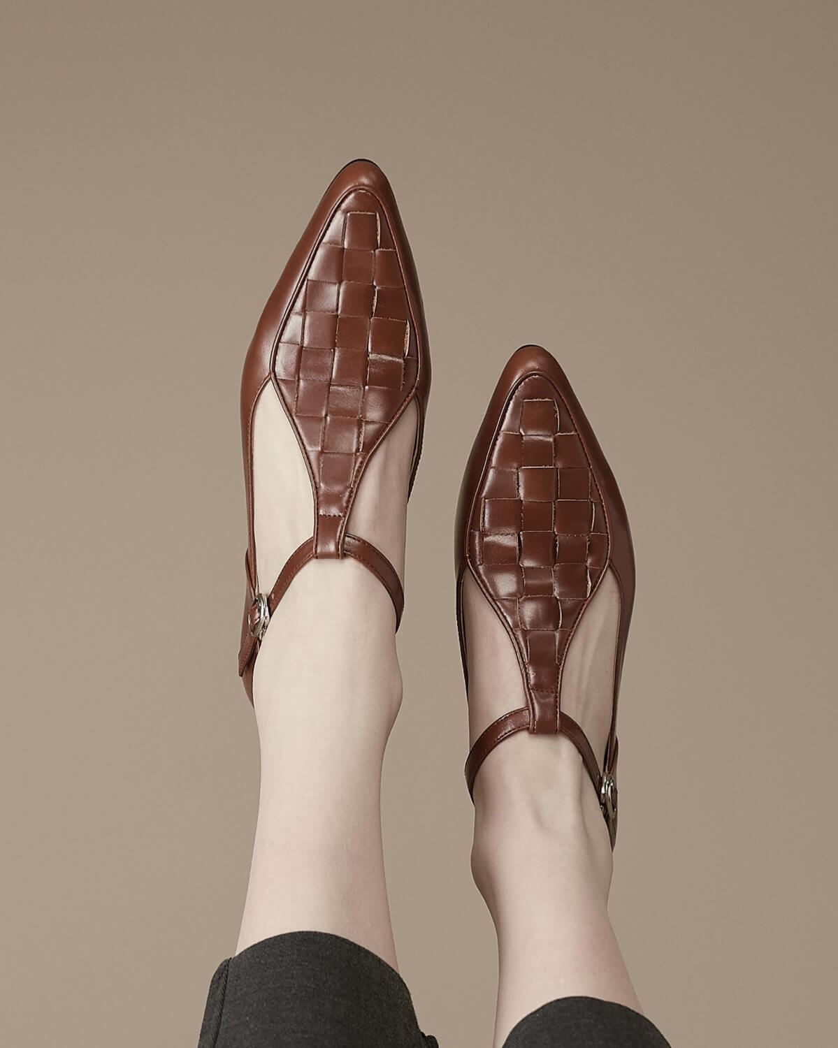 Mons - T Strap Woven Loafers