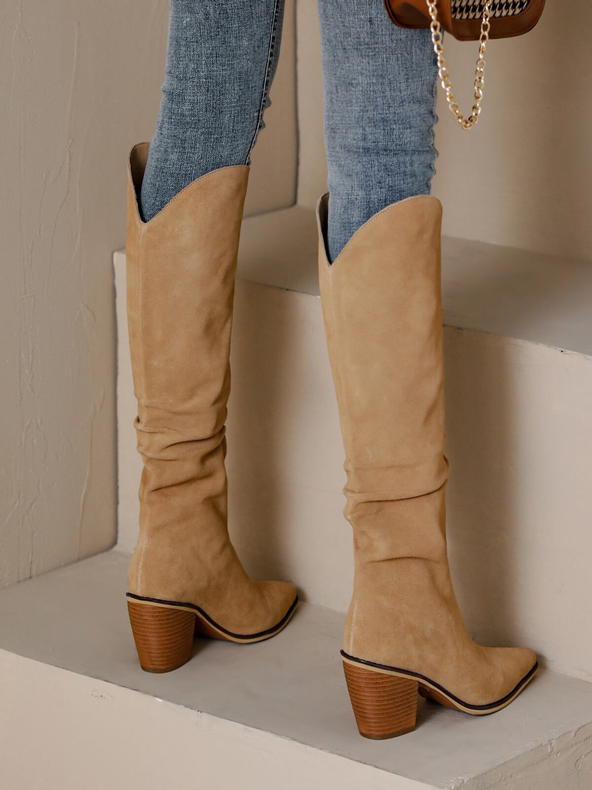 Pene-Knee-high-Slouchy-Boots-Carmel-Suede-Model-4
