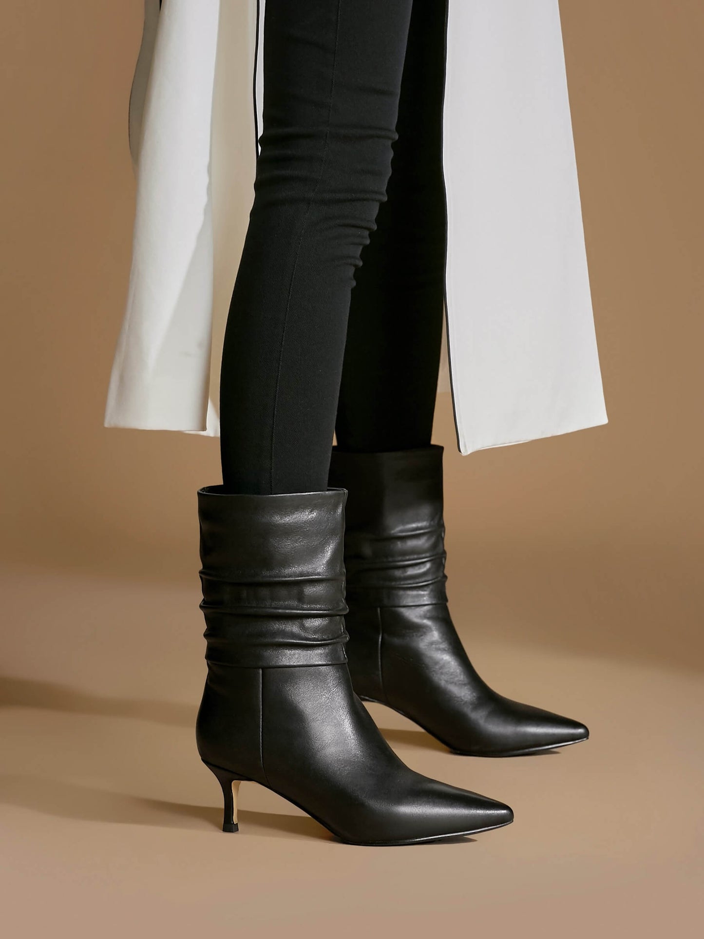 ROLISA-Milo-Slouchy-Ruched-Leather-Kitten-Heels-Mid-Calf-Boots-Black-Model-3