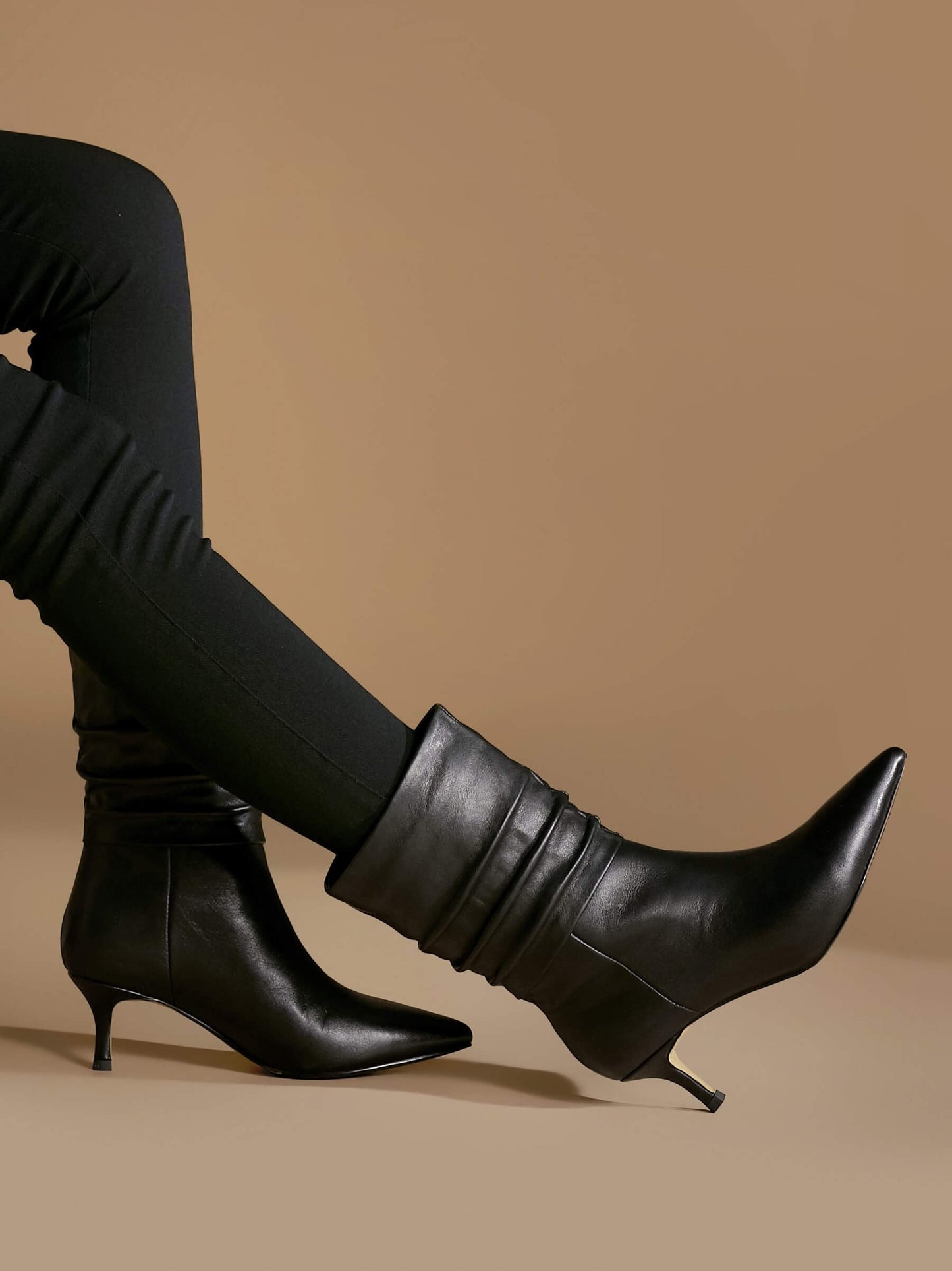 ROLISA-Milo-Slouchy-Ruched-Leather-Kitten-Heels-Mid-Calf-Boots-Black-Model-5