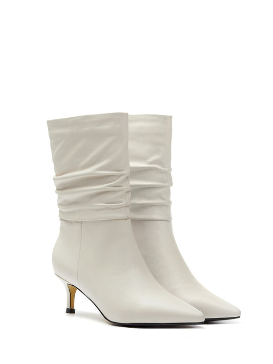 ROLISA-Milo-Slouchy-Ruched-Leather-Kitten-Heels-Mid-Calf-Boots-White-1