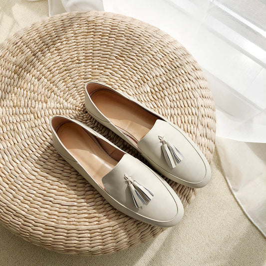 ROLISA-Ville-Tassels-Flat-Loafers-White-Leather