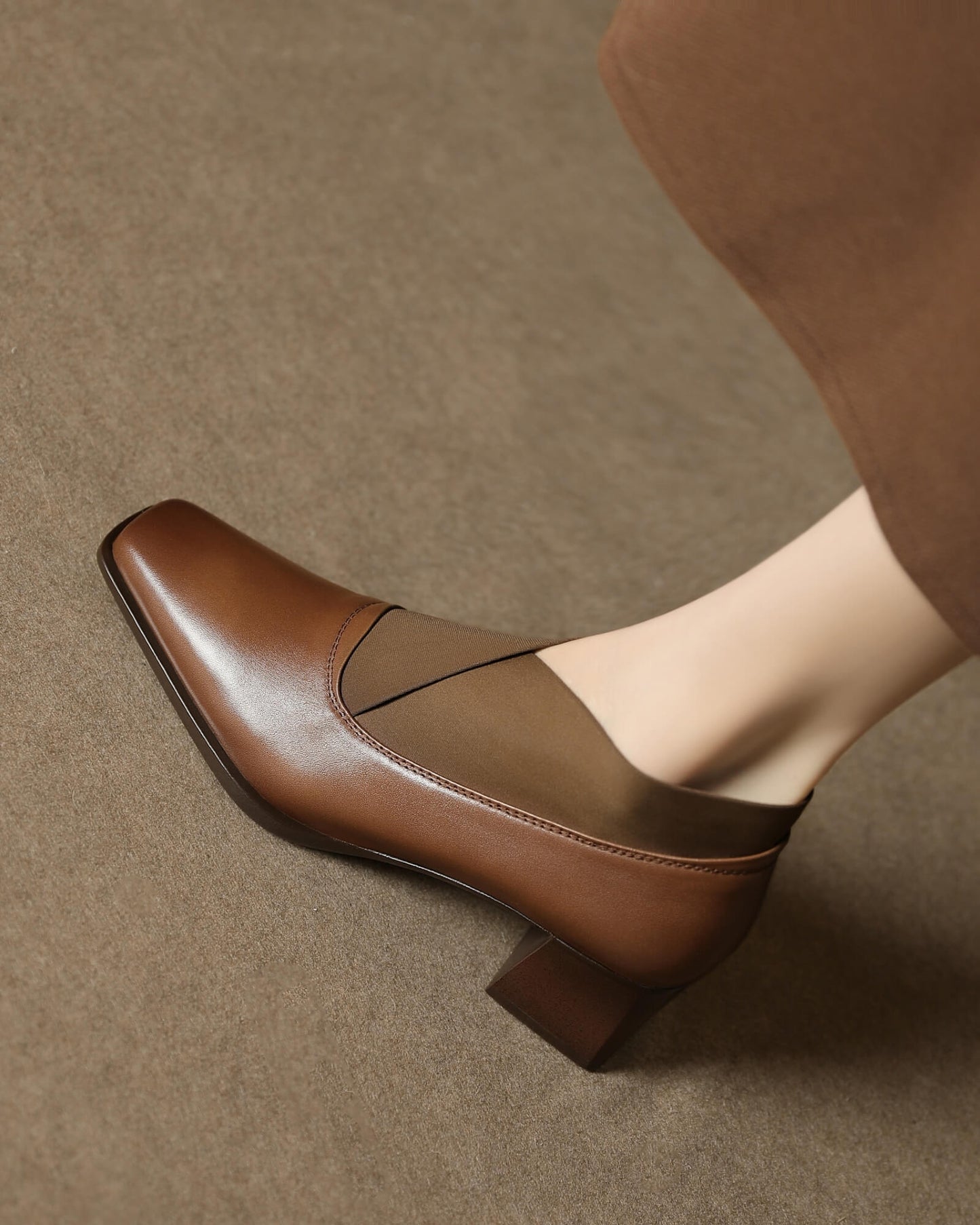 Riana-Brown-Leather-Ankle-Boots-Model-2