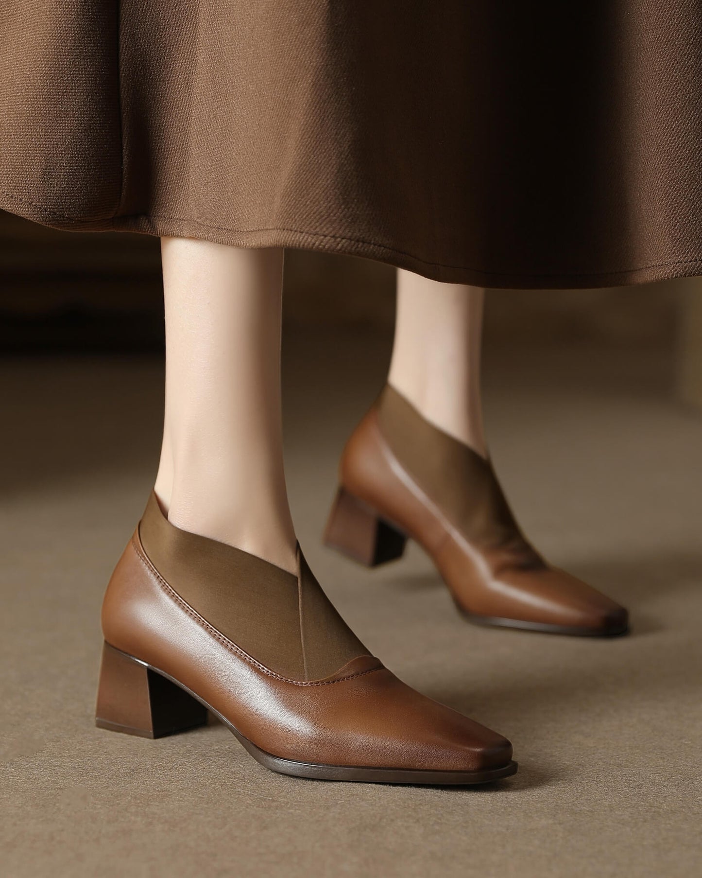 Riana-Brown-Leather-Ankle-Boots-Model