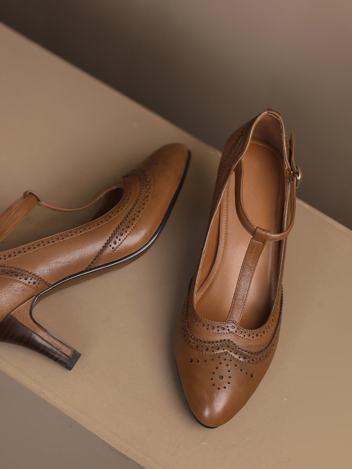Stia-T-Strap-Brown-Leather-Pumps-2