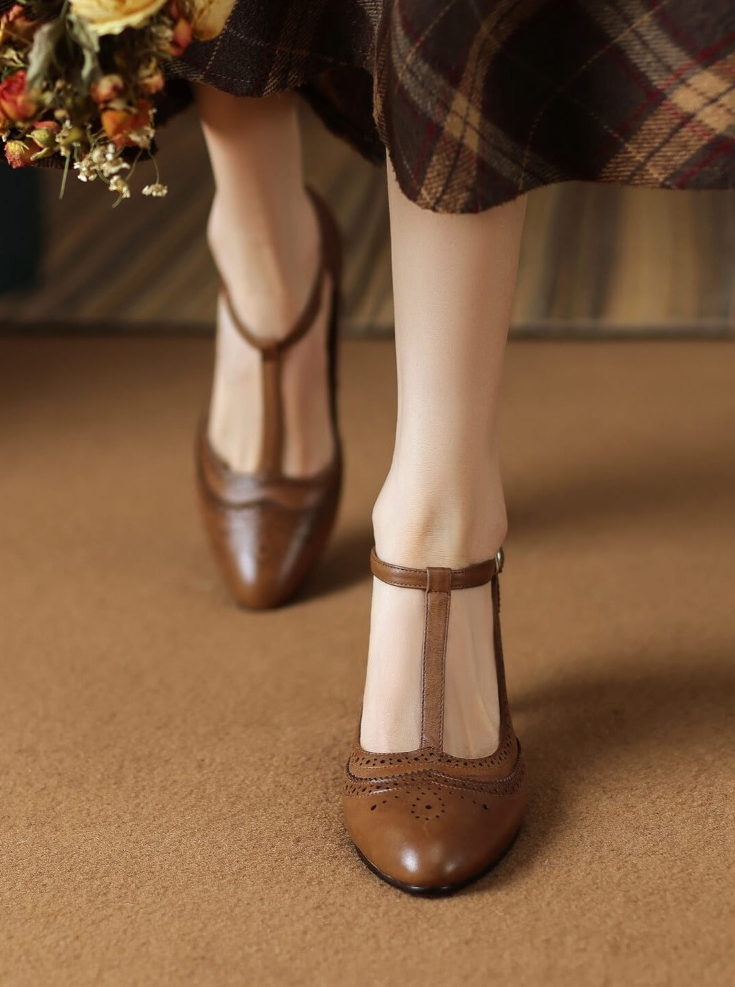 Stia-T-Strap-Brown-Leather-Pumps-Model