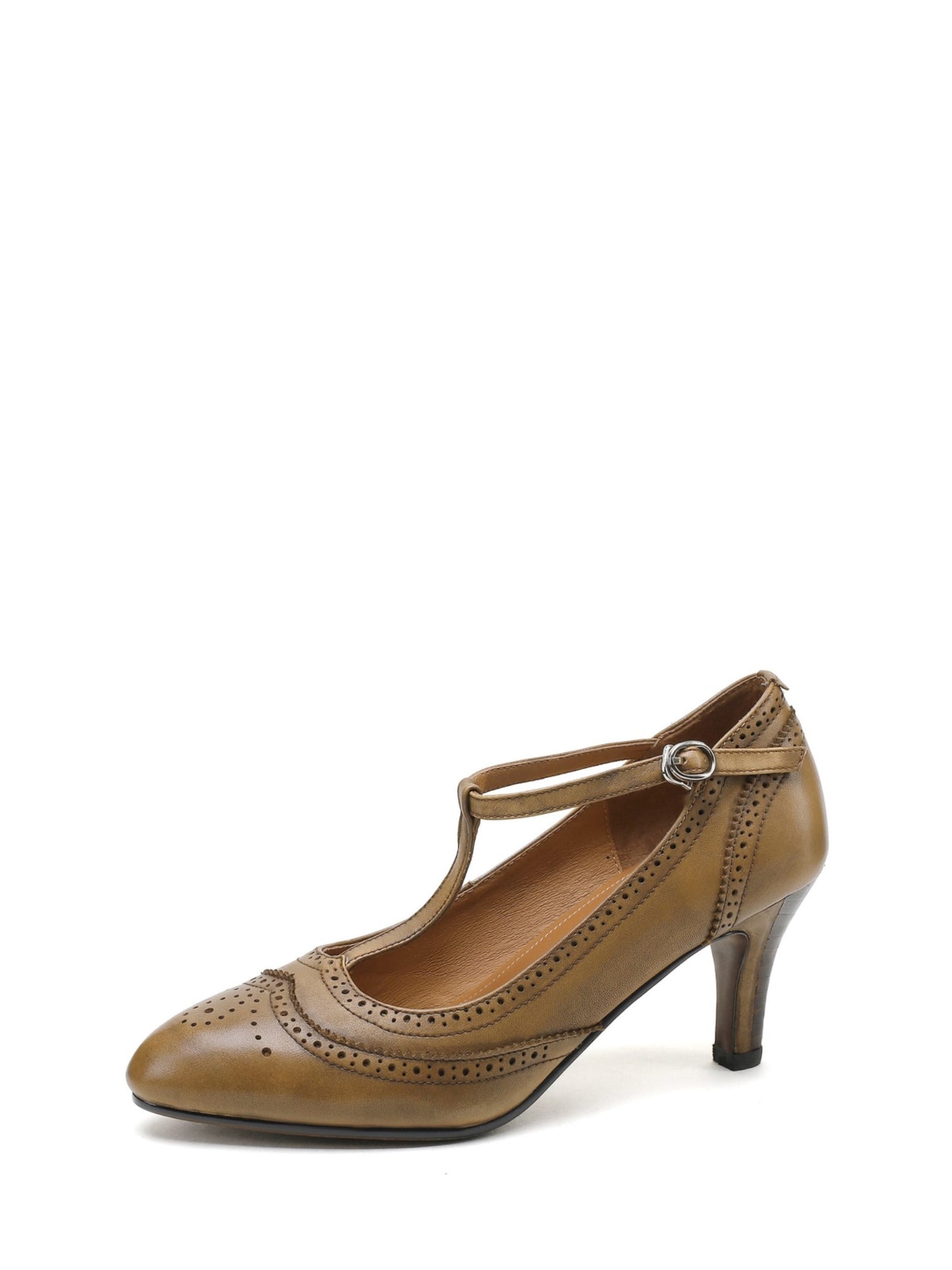 Stia-T-Strap-Khaki-Leather-Pumps