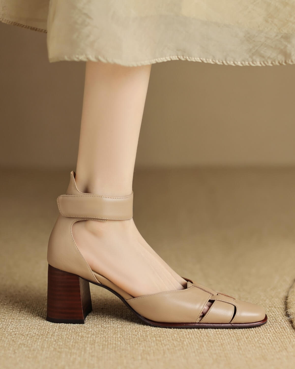 Verna-Square-Toe-Nude-Leather-Ankle-Strap-Heels-Model-1