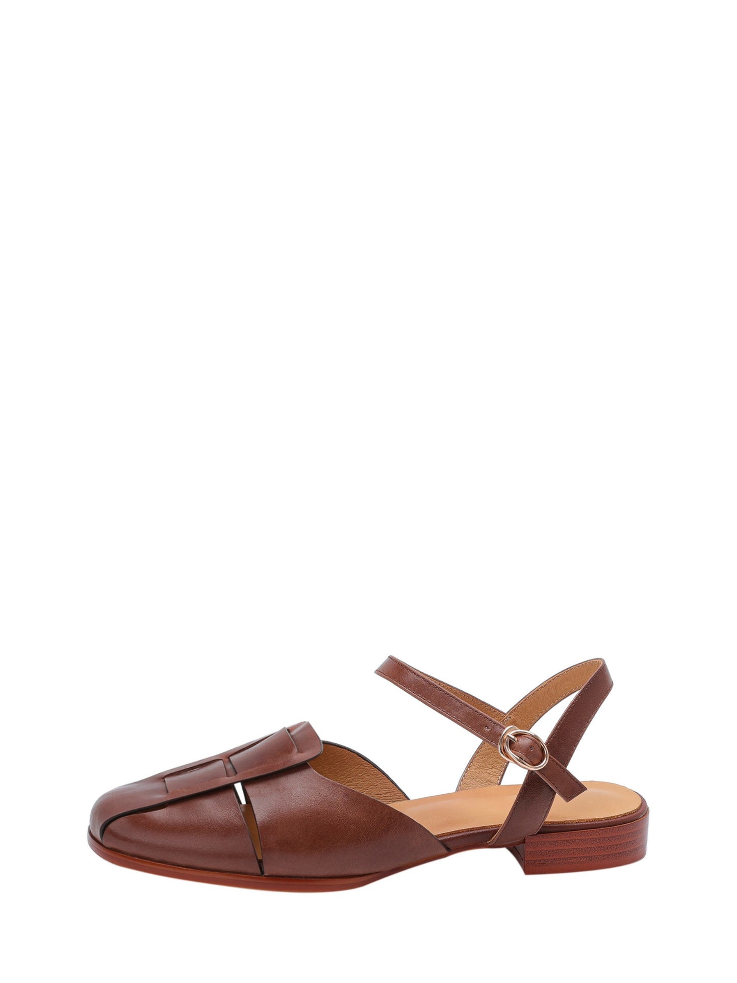 Voda-Brown-Leather-Flat-Sandals