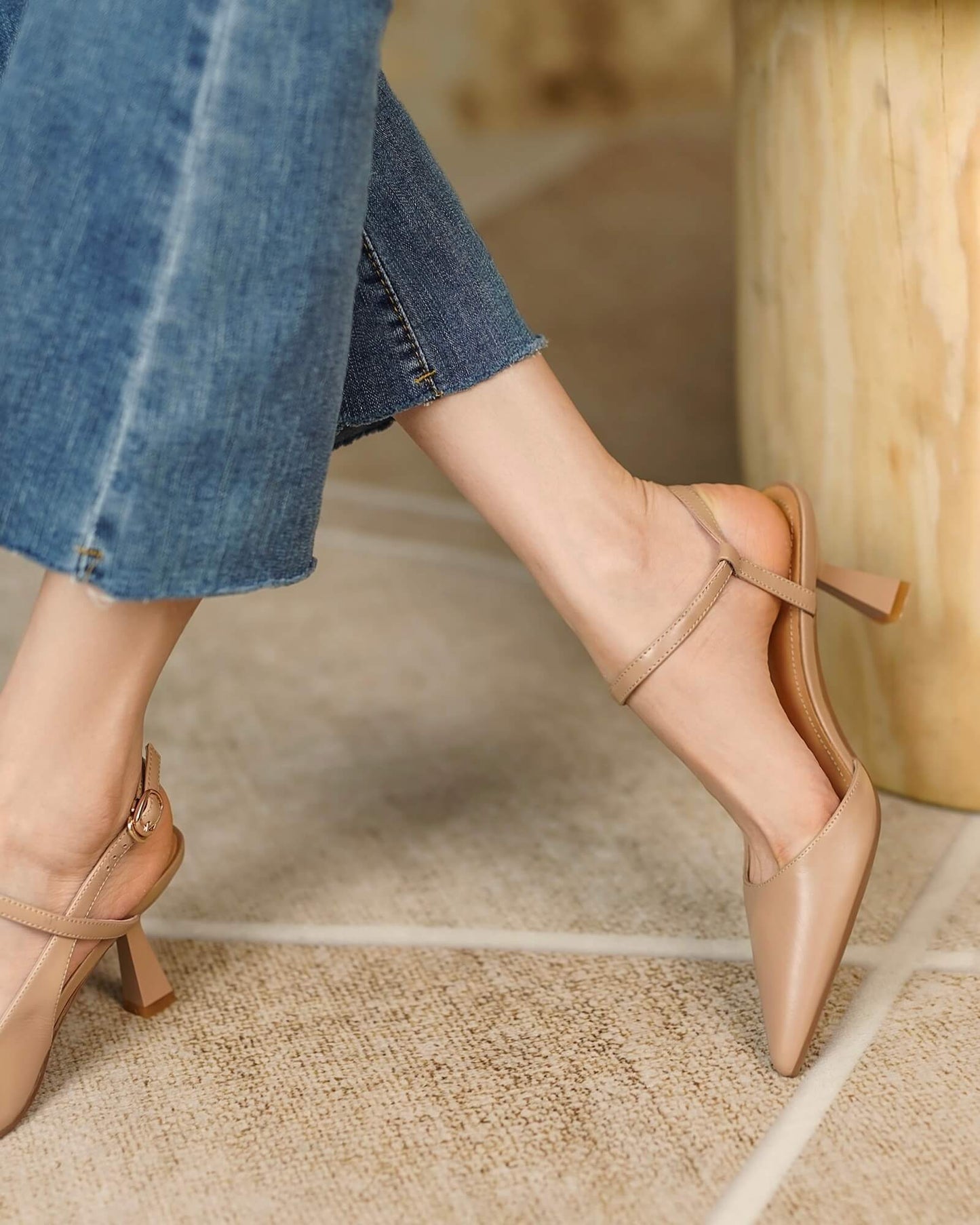 Dessi - Asymmetrical Ankle Strap Heels