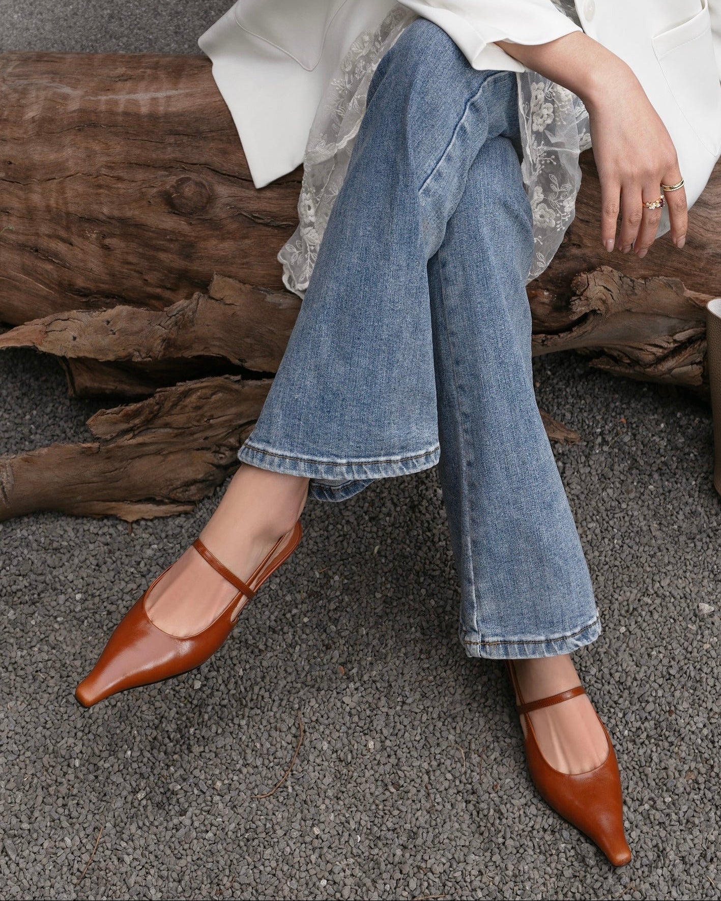 Faya - Leather Slingbacks
