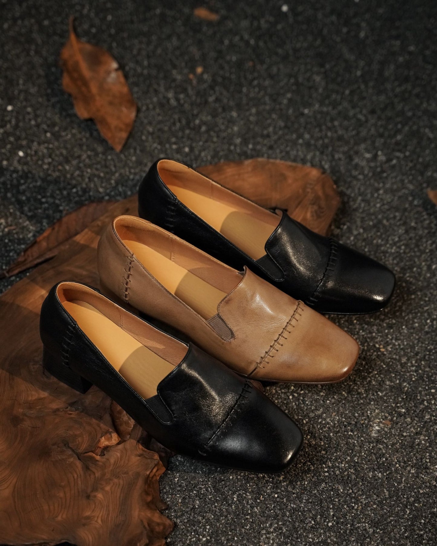 Fori - Stitching Leather Loafers