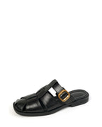 Gala-flat-leather-slides-black