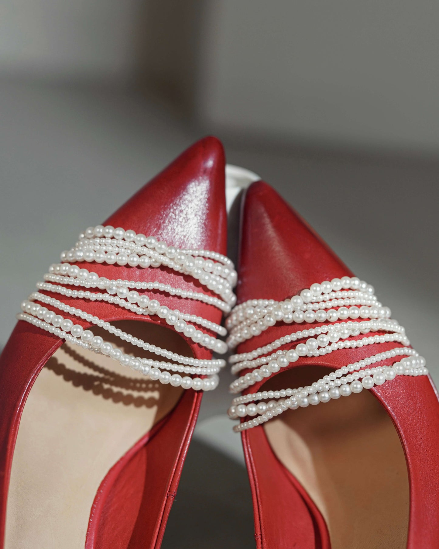 Helan - Pearl Chain Pumps (Leather Sole)