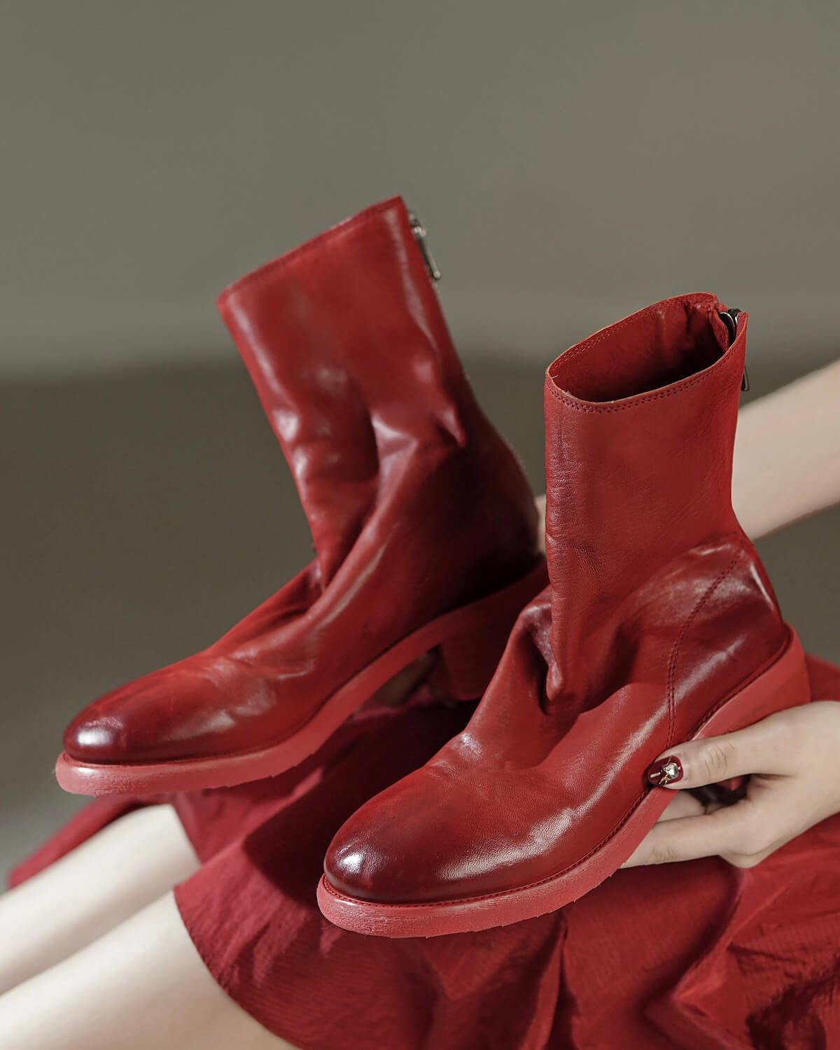 Jorma-horsehide-western-boots-red-model