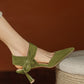 Kaia-ankle-strap-green-suede-heels-model-1