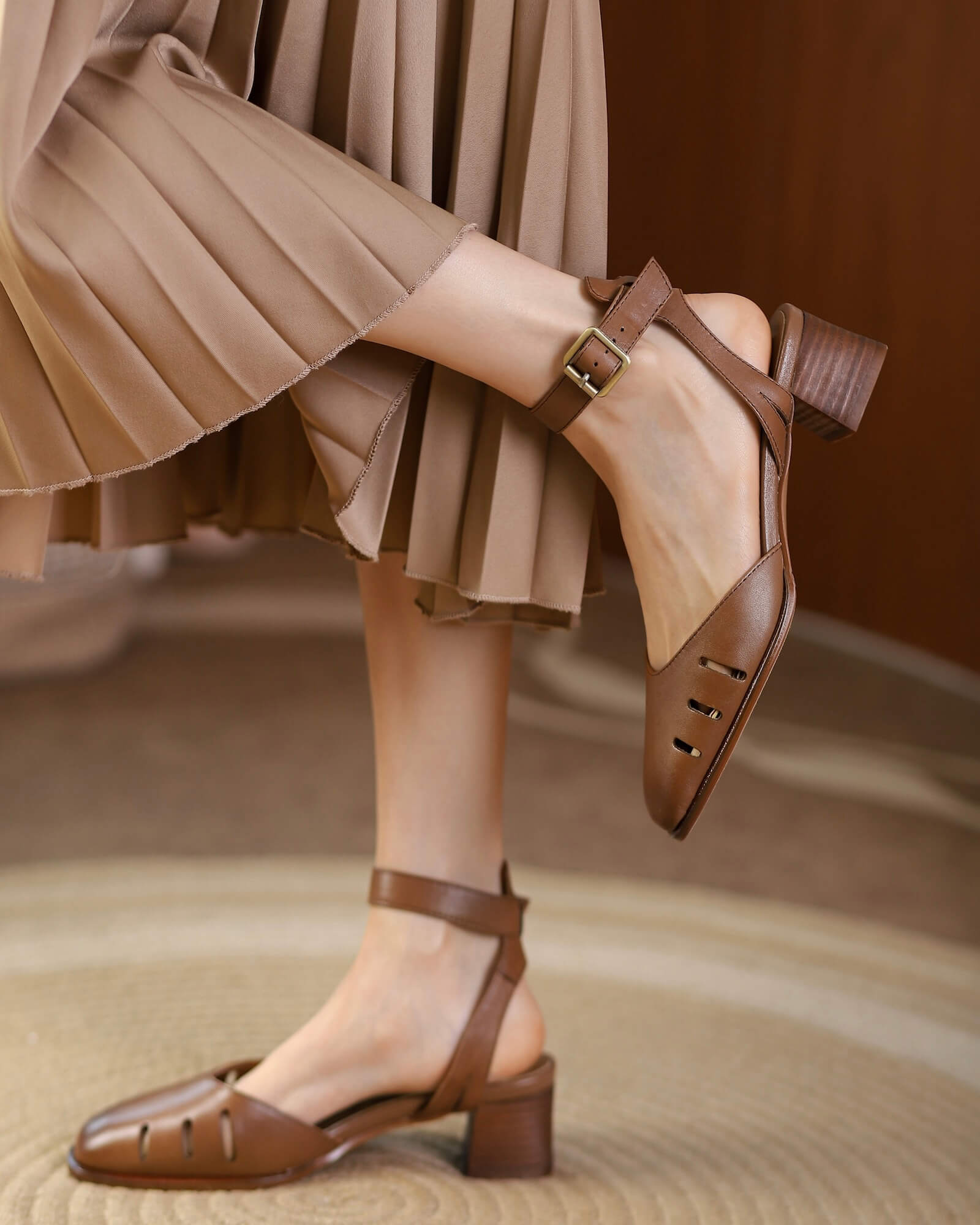 Kala-brown-leather-ankle-strap-heels-model-4M-1