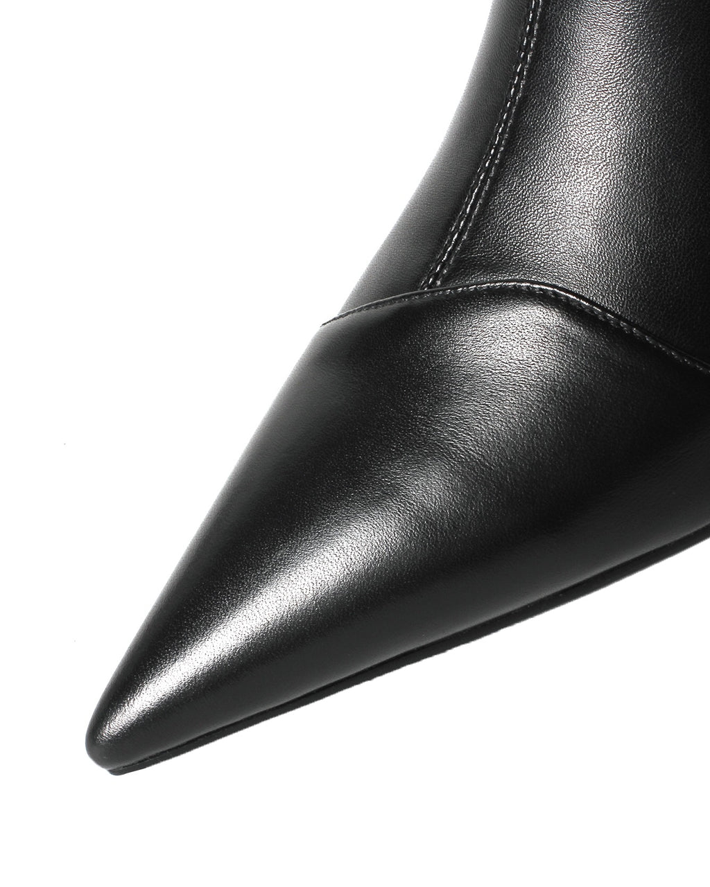 Kaly-Kitten-Heels-Pointed-Toe-Stitching-Vamp-Black-Ankle-Boots-Leather-5