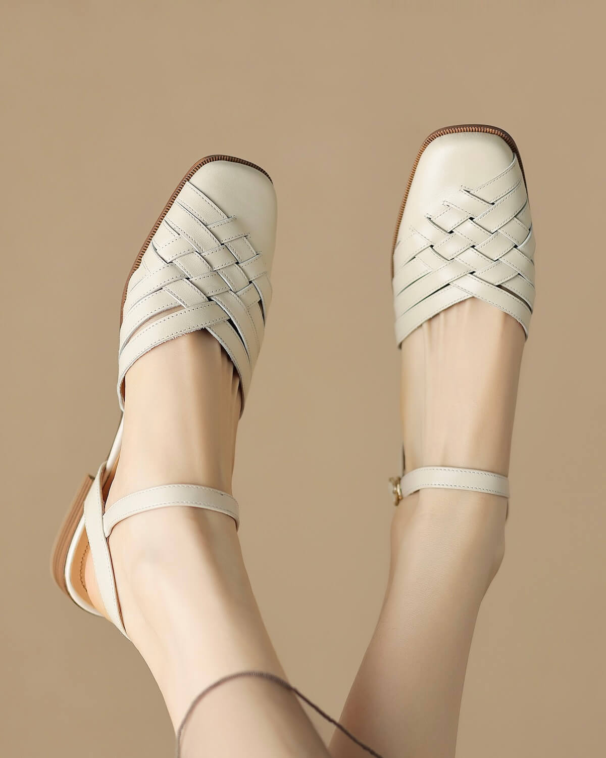 Kolar-woven-leather-sandals-white-model-2