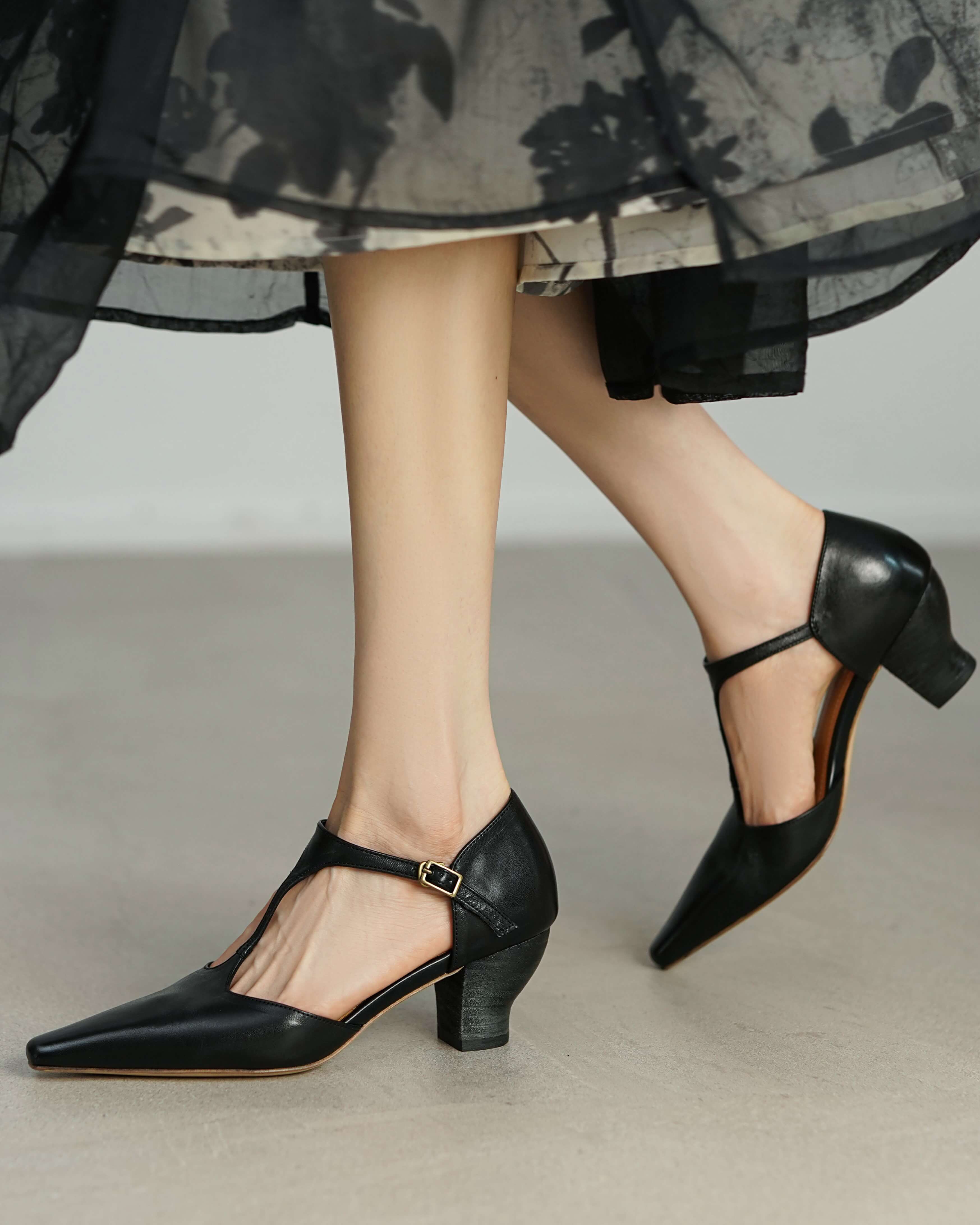 Latu - T Strap Horsehide Pumps