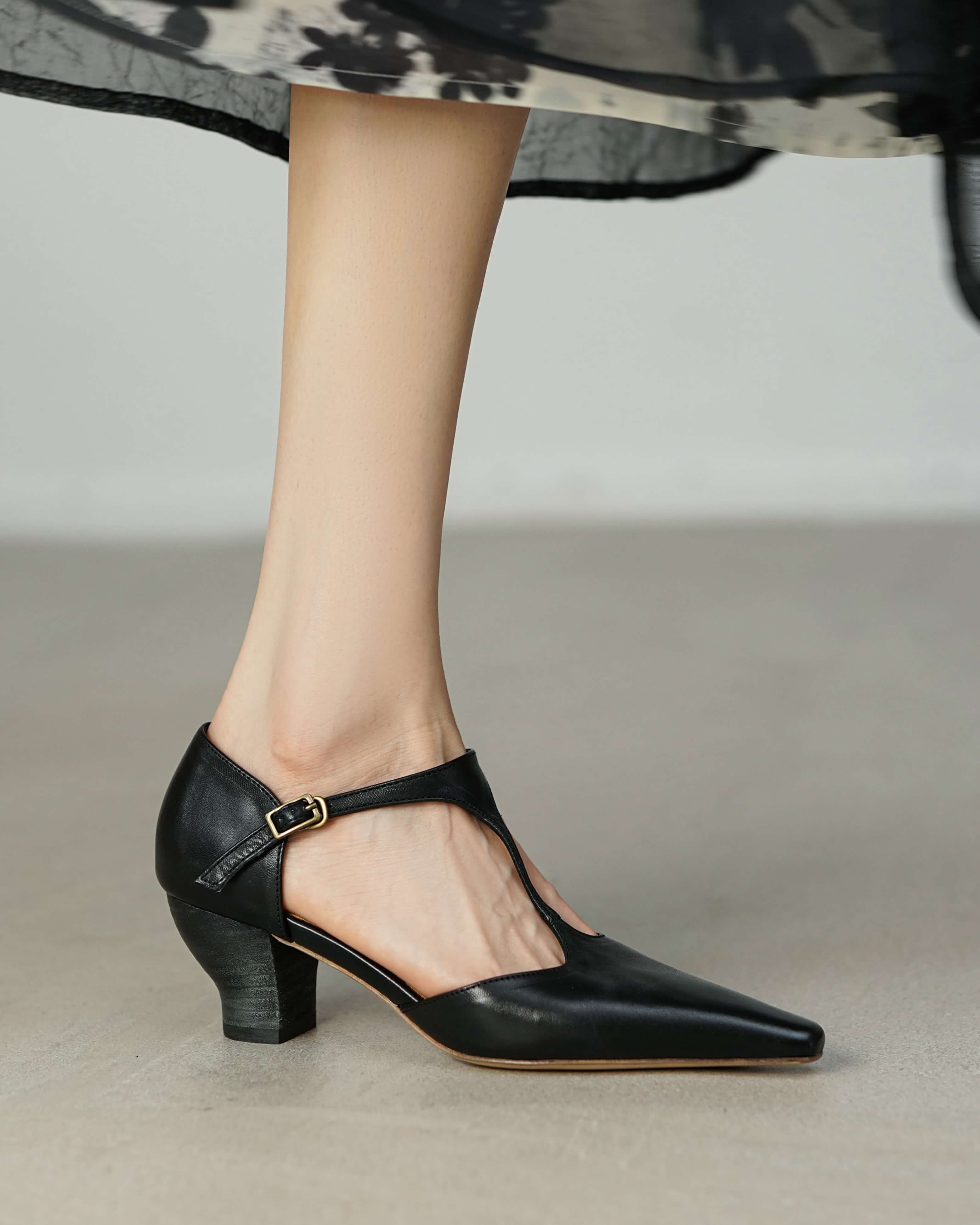 Latu - T Strap Horsehide Pumps