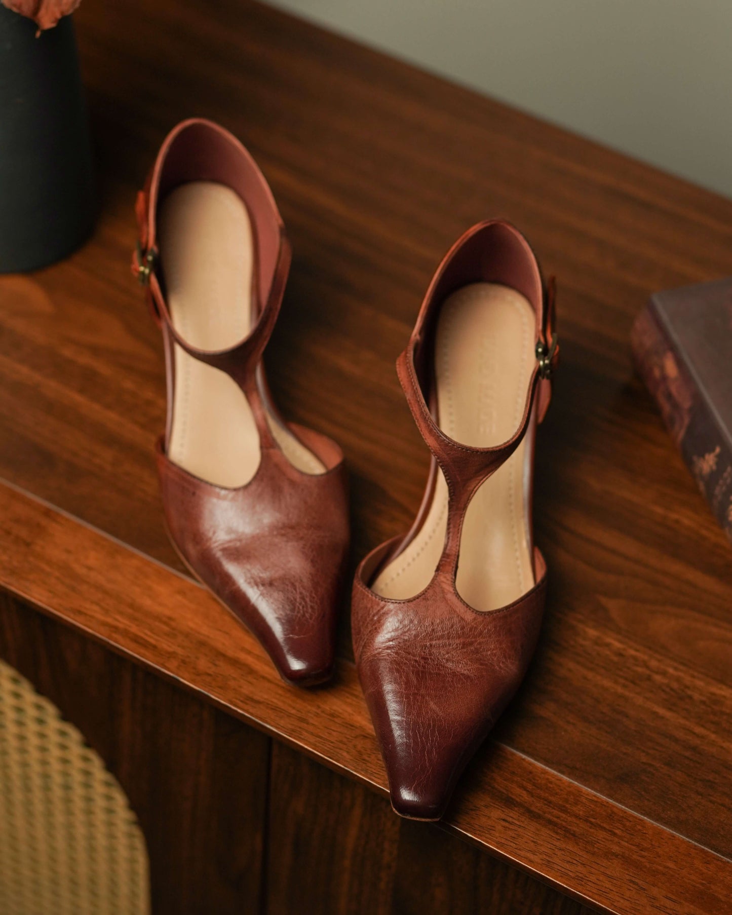 Latur - T Strap Pumps (Leather Sole)