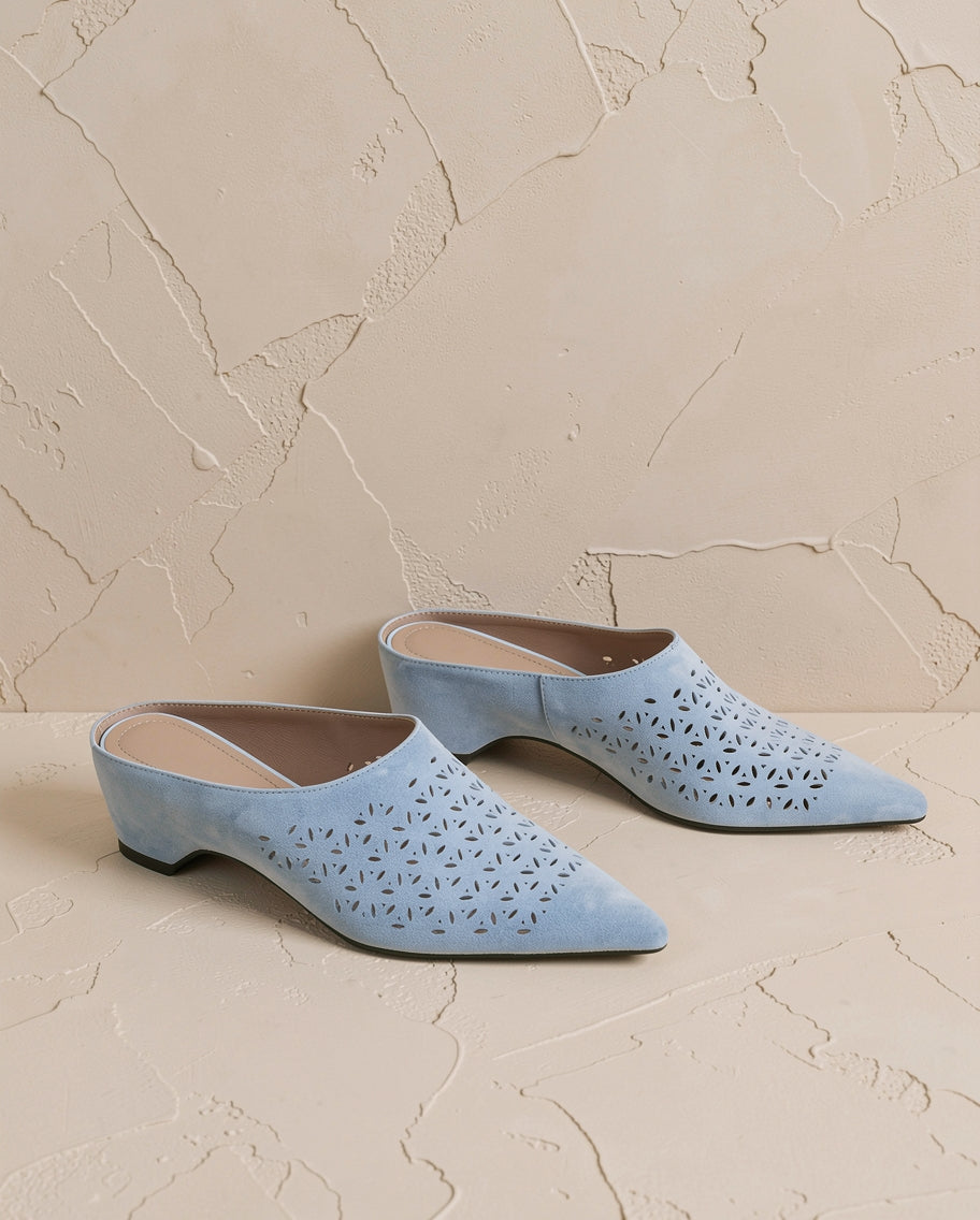Lawa - Perforated Suede Mules
