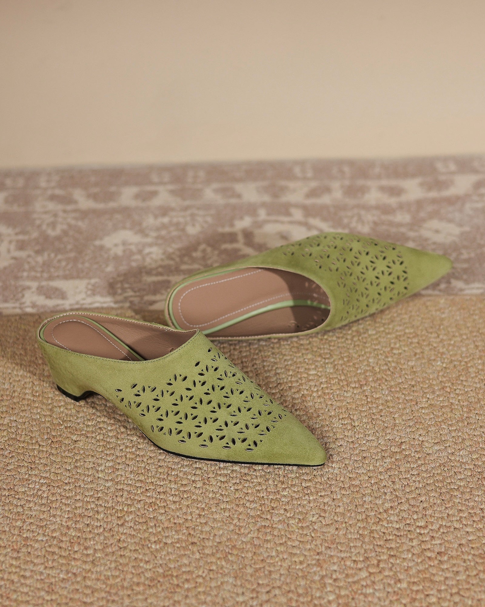 Lawa - Perforated Suede Mules