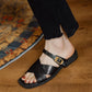 Lido-black-leather-strap-sandals-model